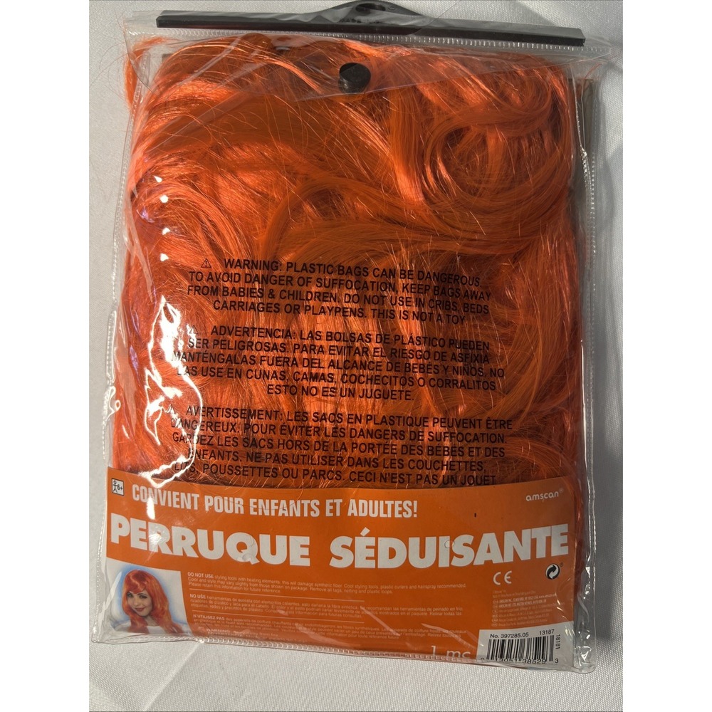 Orange Wig Long Bob Wig Halloween Fits Adult Child Costume Accessory - Picture 4 of 4